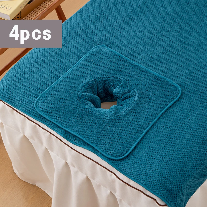 4 Towels with Headrest Holes for Beauty Beds, Salon Towels, SPA Massage Bed Covers, Breathable Face Hole SPA Massage Bed Towels, image 3
