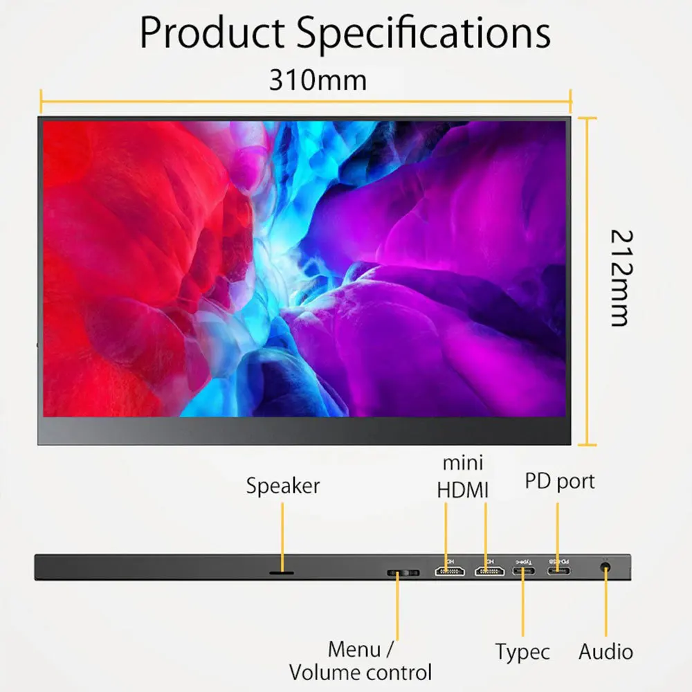 Imagem -03 - Monitor Portátil de 14 Polegadas 2.5k 2560*1600 60hz 16:10 Tela de Jogo 100 Srgb 400nit para Laptop Mac Xbox Ps5 Switch Mini Hdmi Tipo-c
