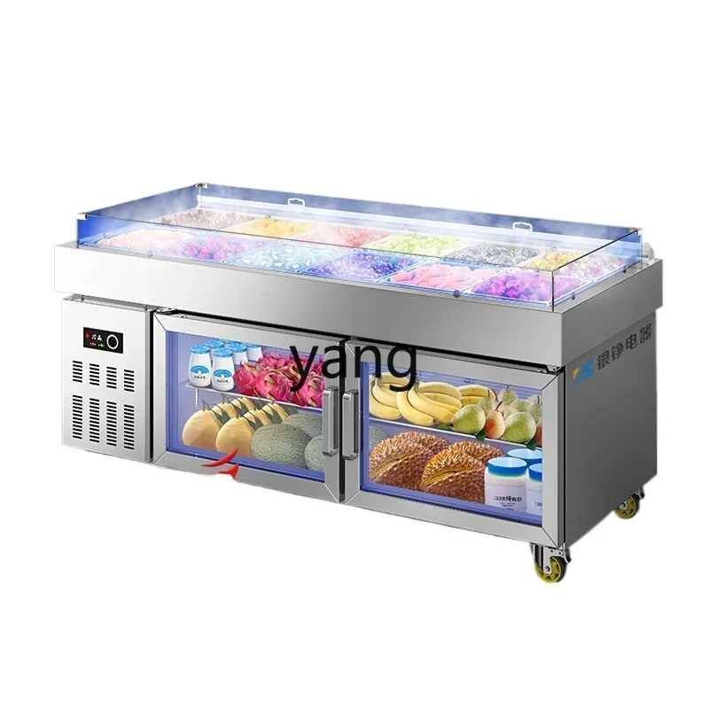 

CX fruit fishing display cabinet spray refrigerated salad table slotted commercial fresh-keeping cabinet