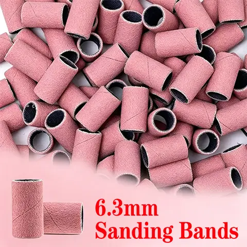 Nail Drill Polish 600PCS Big Nail Sanding Ring Bands 240 Grit 6.3mm Electric Manicure Drill Grinding Heads for UV Gel Polish Removal