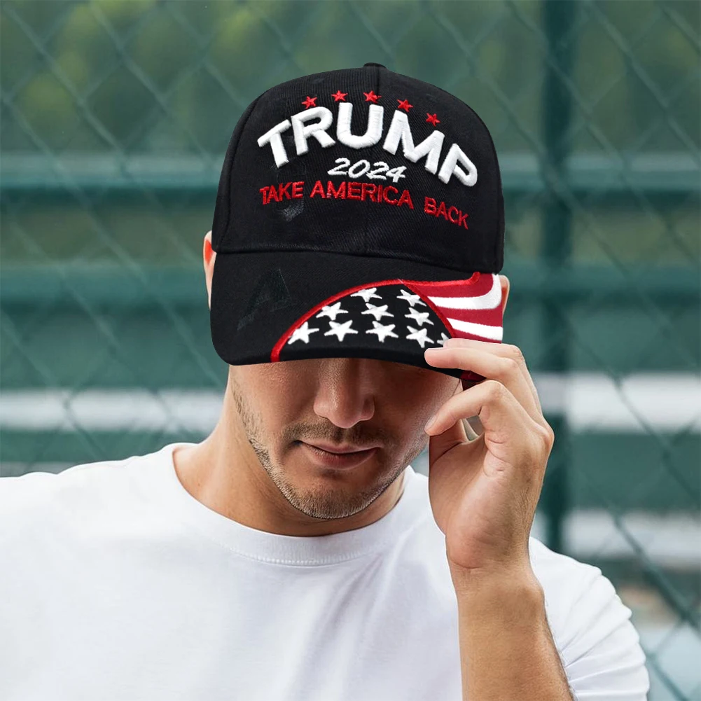 Trump 2024 Baseball Cap 3D Embroidery Duck Tongue Hat Adjustable Snapback President Hat Take America Back for Outdoor Sports