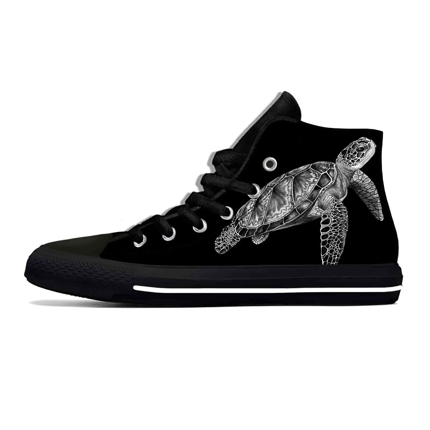 Ocean Hawaiian Animal Tribal Sea Turtle Tattoo Casual Cloth Shoes High Top Comfortable Breathable 3D Print Men Women Sneakers