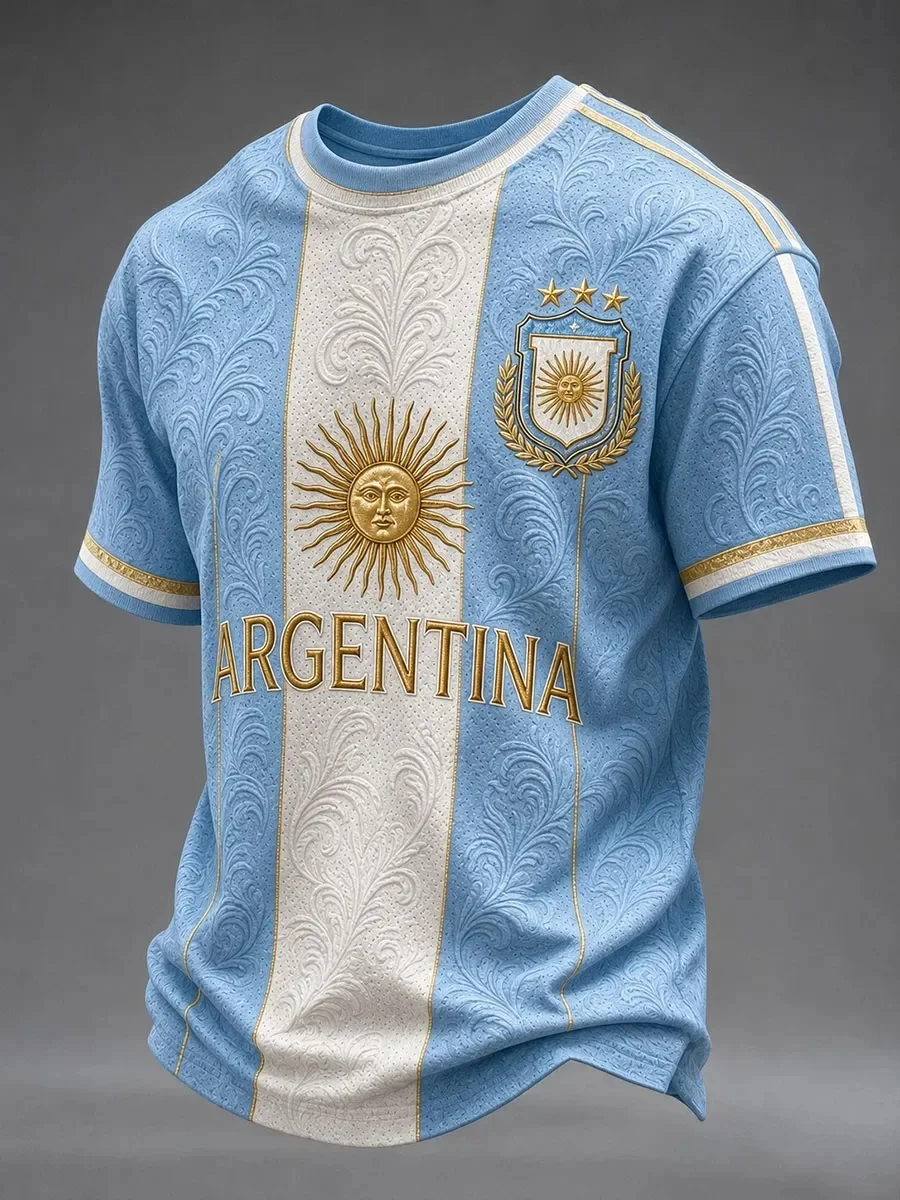 2026 Summer Edition Argentine Fan Football Training T-Shirt - 3D Digital Printing - Comfortable and Breathable - Family Clothing