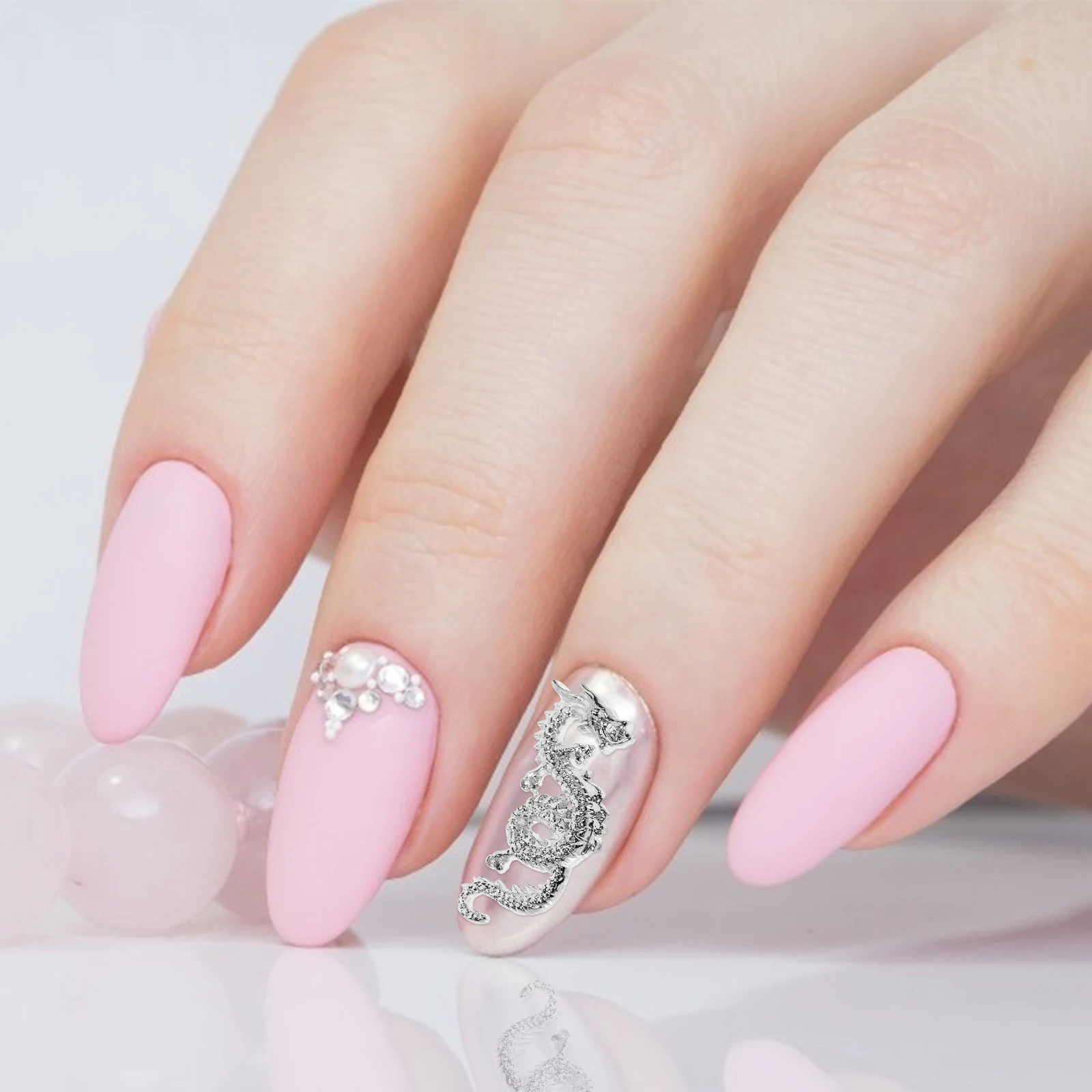 

10Pcs Nail Decorations Dragon Style Shiny Nail Gems for Women Easy to Use Manicure Charms for Daily Party Wear