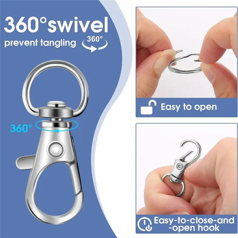 50 PCS In 25 Sets, Metal Swivel Lobster Claw Clasps, Snap Hooks And Sturdy Key Rings, For Key Chain Making Kit Eco-Friendly