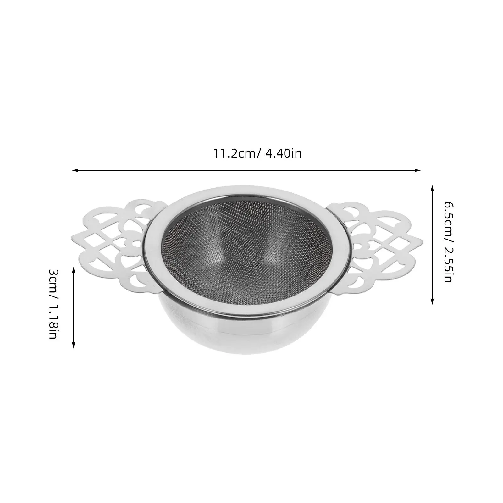 2 Sets Stainless Steel Tea Steeper Net Leaves Strainer Mini with Bowl Double Handles Interval Diffuser Accessories