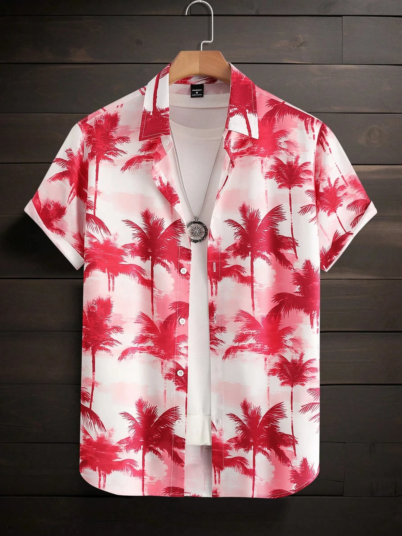 

Men's Leisure Palm Tree Print Short Sleeve Single-Breasted Casual Shirt Hawaiian Travel Shirt Oversized Shirt Men's Clothing Tee
