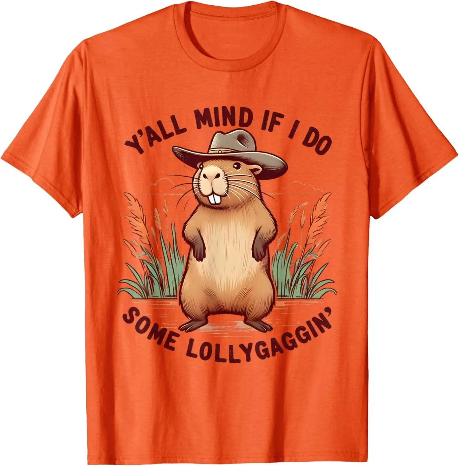 Yall Mind If I Do Some Lollygaggin Funny Cowboy Capybara T-Shirt Anime Graphic T-shirts For Men Clothing Women Tees Y2K Tops