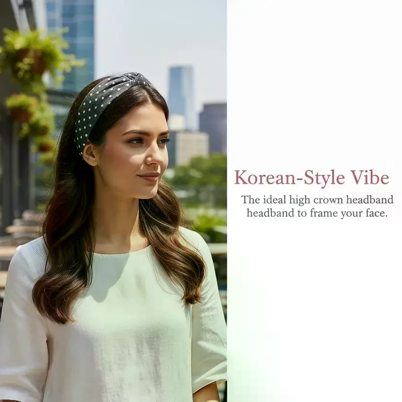 Polka Dot Knit Headband Wide Padded Hair Hoop: Elegant Hair Accessories Women Daily Casual Styling