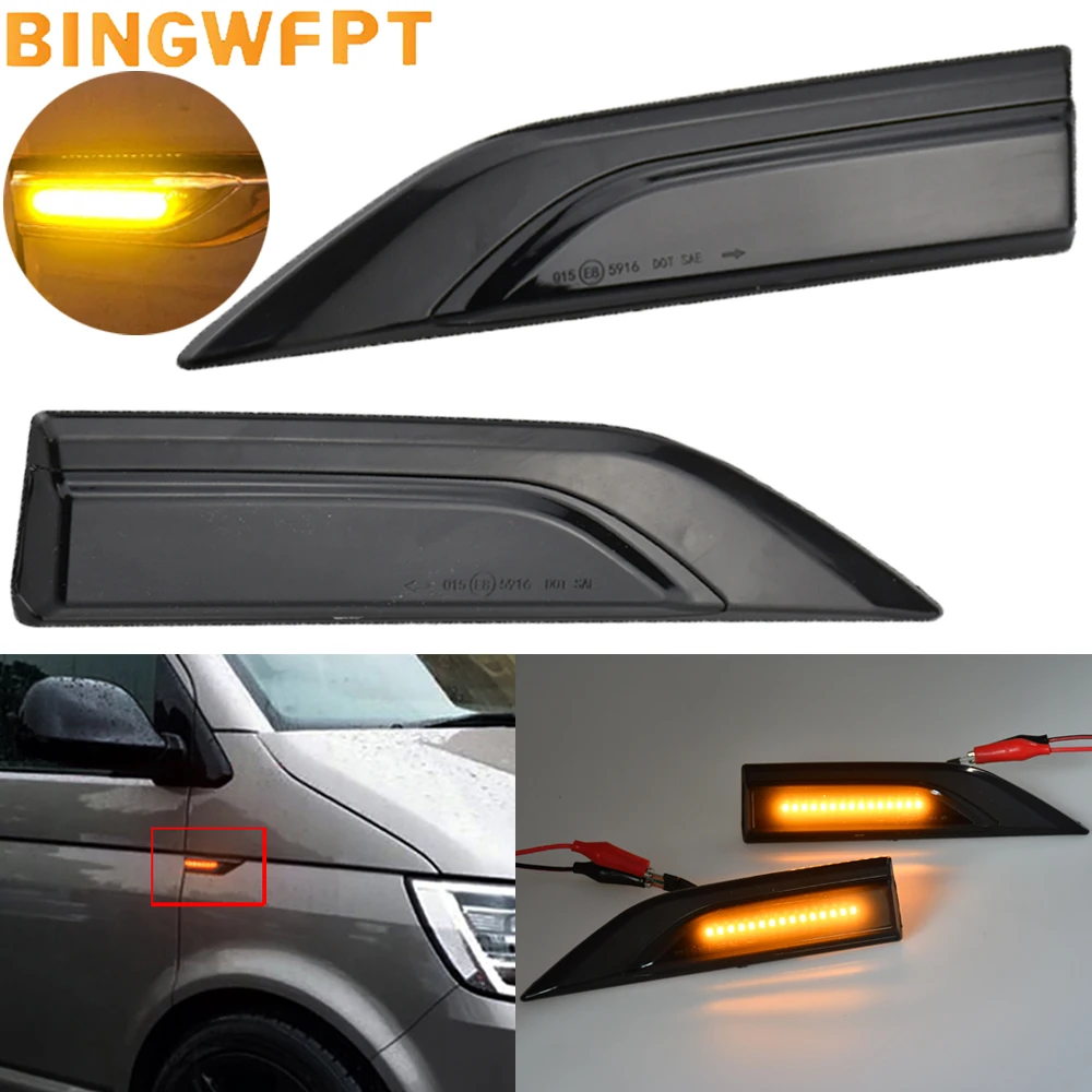 2PCS For VW Volkswagen Transporter T6 Multivan Caddy NEW LED Dynamic Car Blinker Side Marker Turn Signal Lights Lamp Accessories