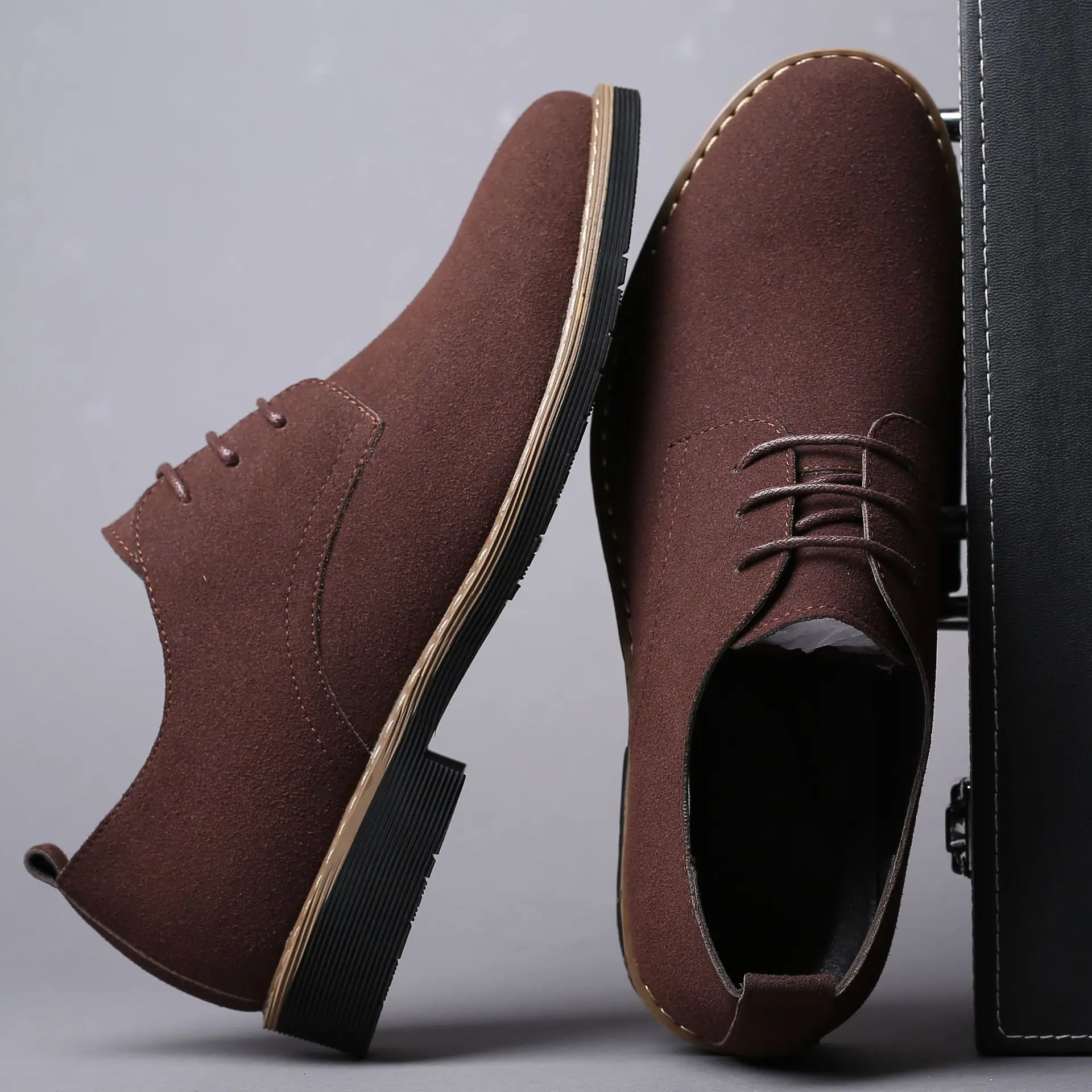 

Men's Lace-Up Dress Shoes Casual Business Oxfords Comfortable Non-Slip Sole Work Footwear for Autumn Spring Fashion Formal Shoes