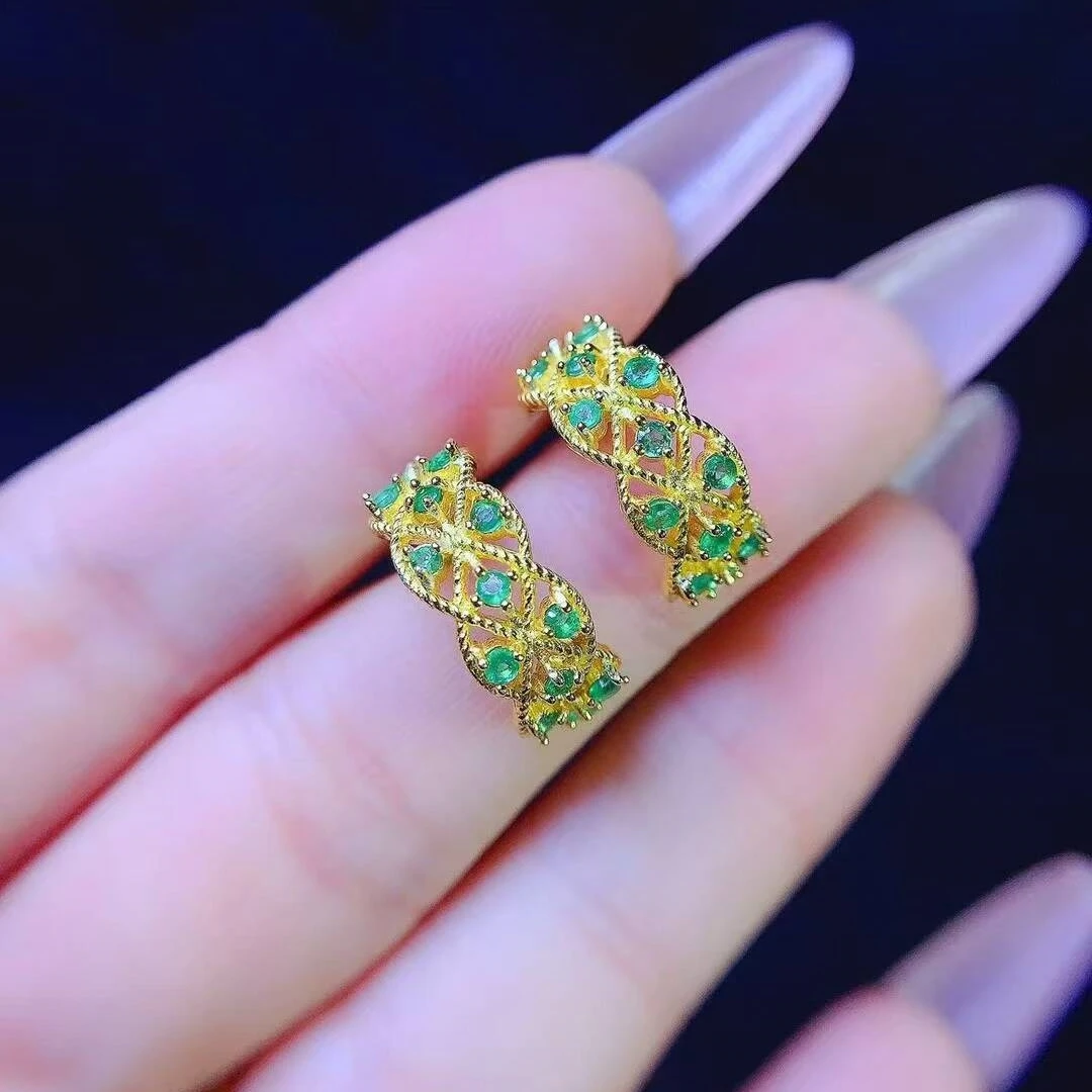 

KJJEAXCMY изысканные женские серьги с натуральным изумрудом, инкрустация с гальваническим покрытием из серебра S925, для дня рождения и Нового года