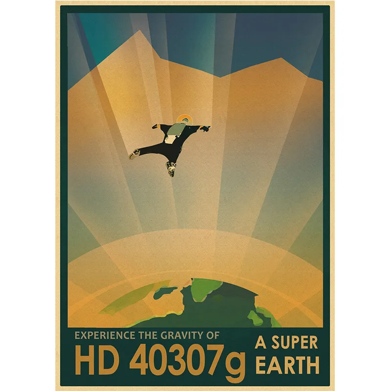 Vintage Space Astronauts Rocket Ufo Aliens Spacecraft Painting Posters and Prints Retro Space Wall Art Picture Home Decor