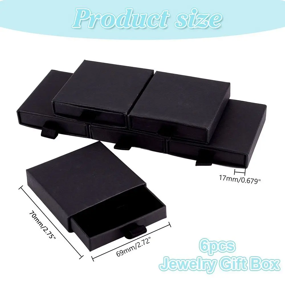 6Pcs Cardboard Jewelry Boxes 3.15x2.72x0.67 Inch Jewelry Gift Box Pull-Out Storage Case Empty Jewellery Boxes with Sponge Insert