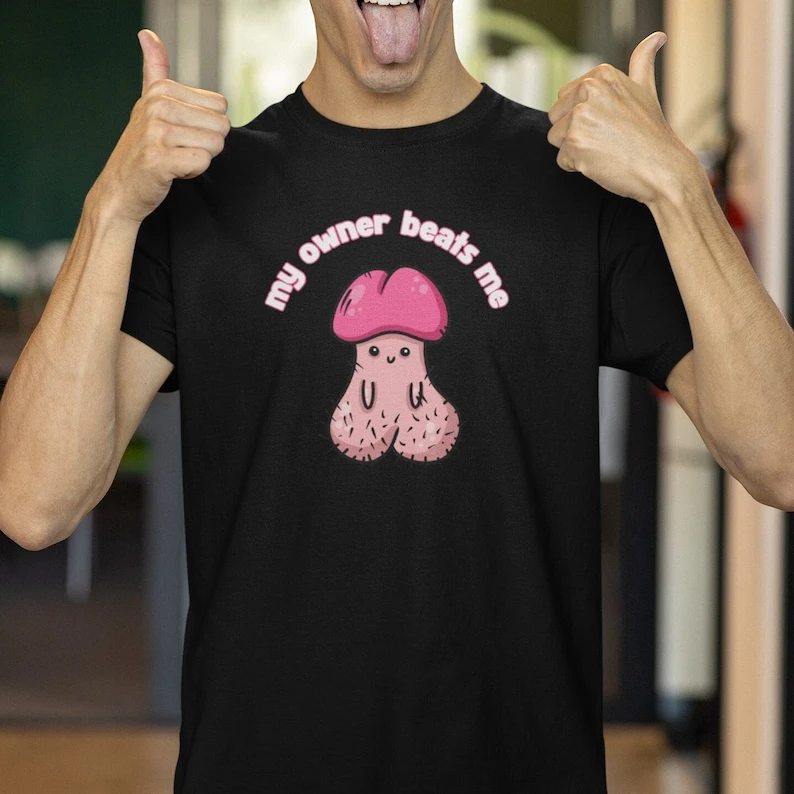 My Owner Beats Me Funny Shirt Unhinged Inappropriate Gifts Unethical Raunchy Offensive  Absurd Shirt Gag Shitpost Adult Humor