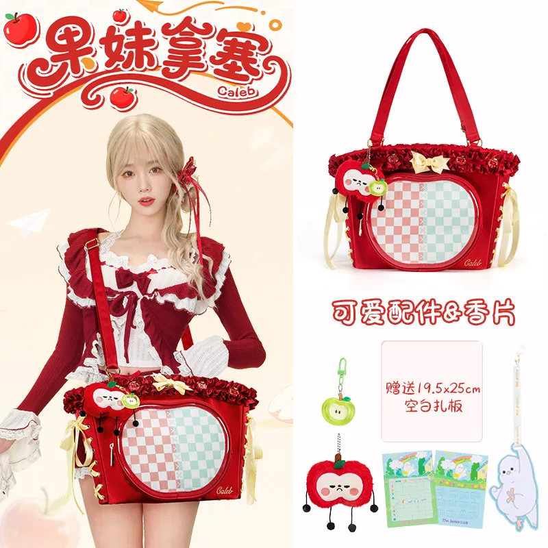 

Anime Caleb Love and Deepspace Cartoon Satin Face Apple Ita-bag Shoulder Bag Messenger Bags Cosplay Red Handbag Girl Gift