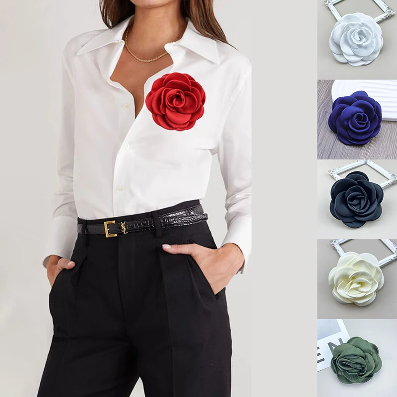 Broche de flores grandes de tela Coreana de alta calidad para mujer, accesorios de ropa con dijes de flores, Pin de solapa para mujer, decoración de fiesta