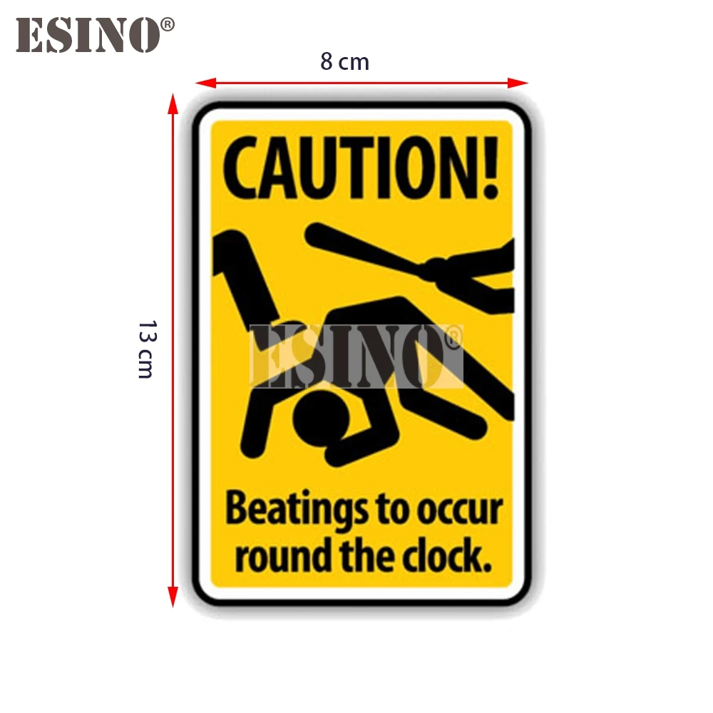 Funny Warning Attention Caution Beating To Occur Round The Clock PVC Decal Waterproof Car Body Sticker Pattern Vinyl