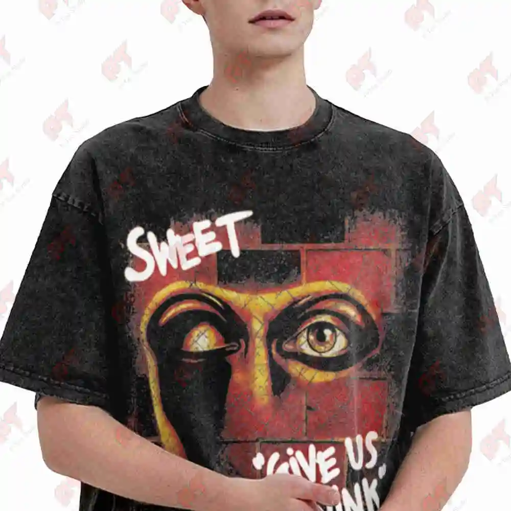 The Sweet Give Us A Wink Brian Connolly Steve Priest Vintage Washed Tee Pure Cotton T-Shirt