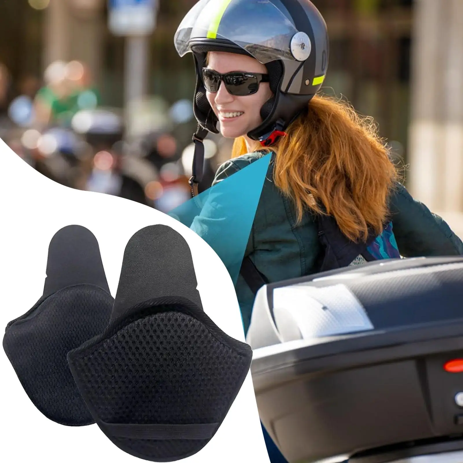 1 çift motosiklet kaskı kulaklıklar çıkarılabilir rüzgar blokları kask kulaklıklar dayanıklı kış sıcak rüzgar geçirmez ve gürültü azaltma