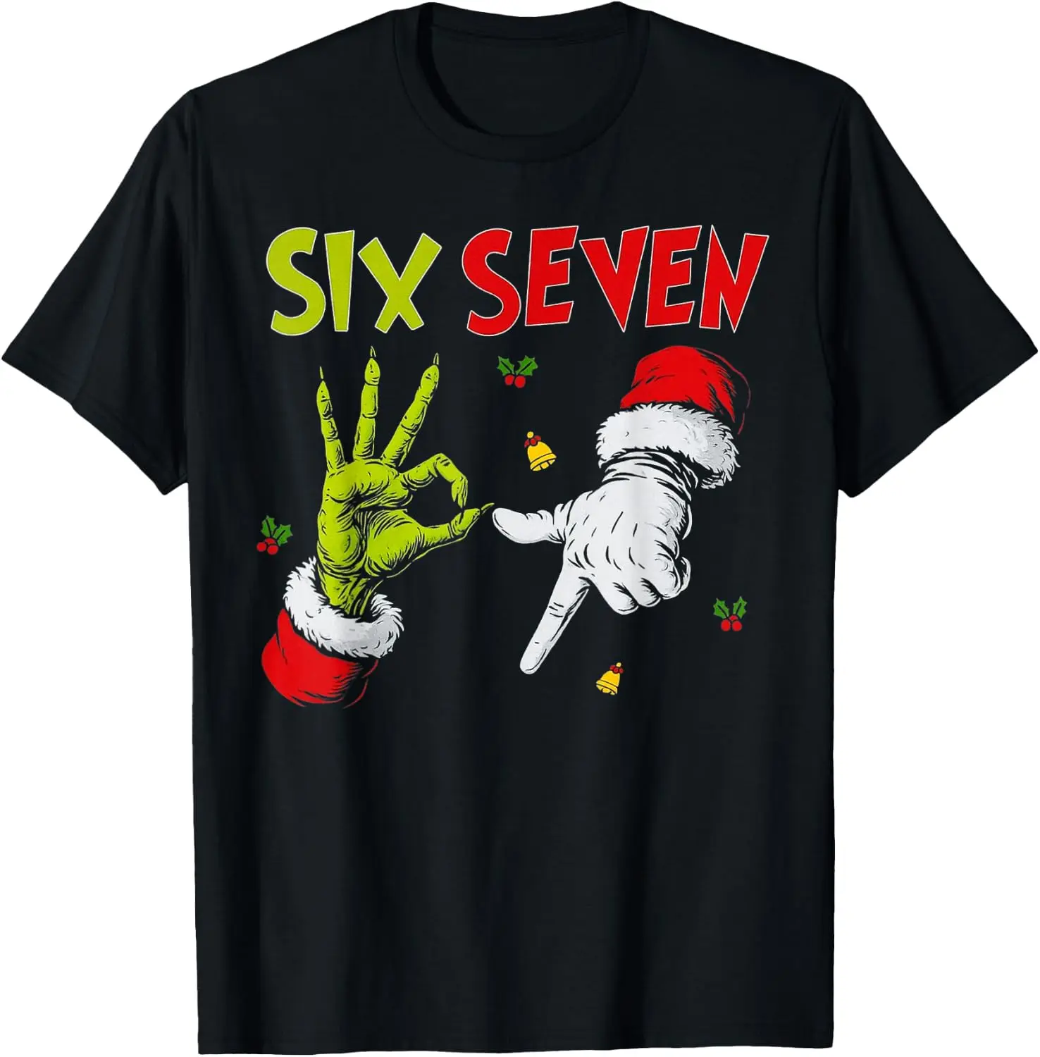 Six Seven Santa Hand Funny Viral Meme 67 Theme 6 7 Christmas T-Shirt Halloween Cotton Short-Sleeve Tee: Fun, Stylish, Breathable, and Casual