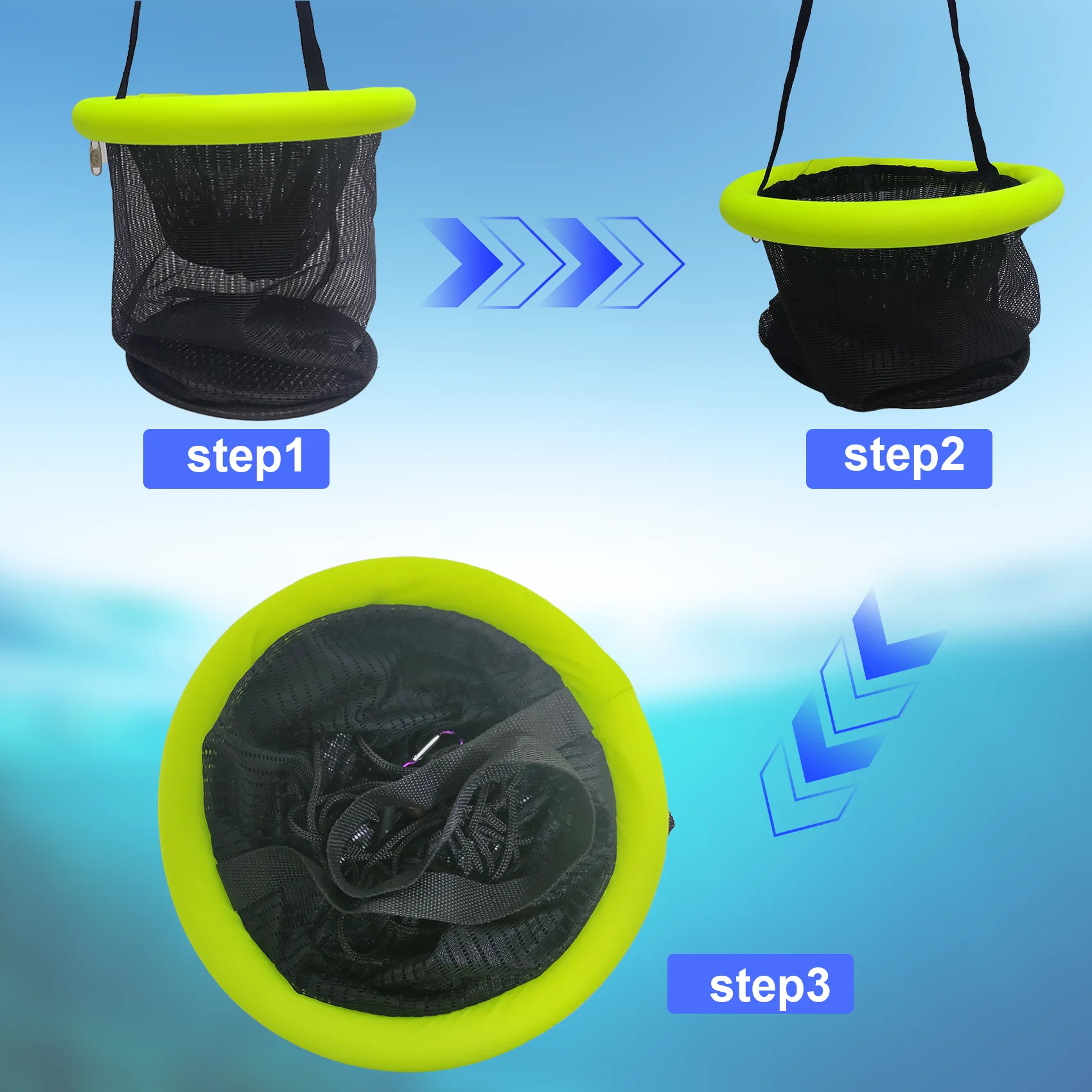 Aventik cesta de pescar flotante plegable malla nailon