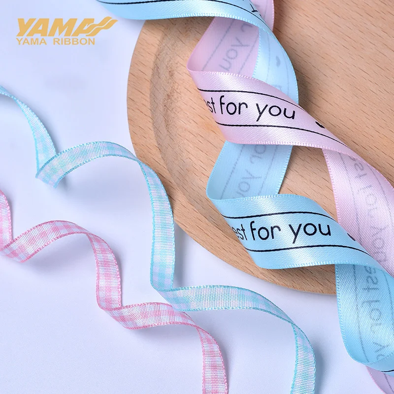 YAMA-Satin Plaid Ribbon, Printed Ribbons for Wedding, Flower DIY Decoration, Best for You, Birthday Party, Gift, 10Yards/Roll, 6