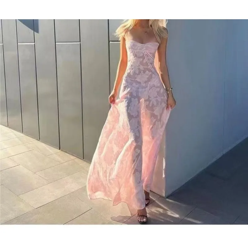 

2026 spring/summer women's fashion bandeau one-line collar temperament sleeveless slip dress