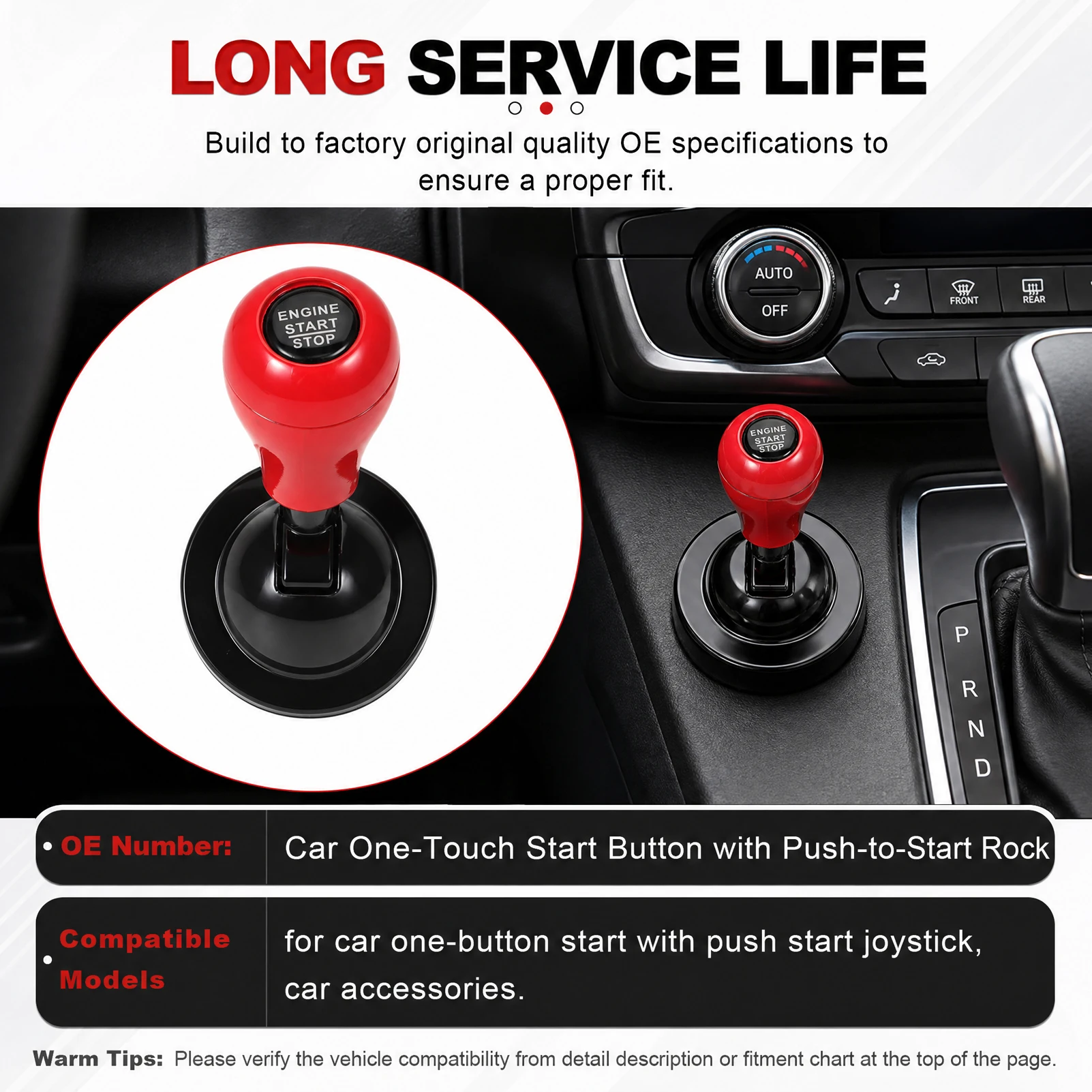 

Car One-Touch Start Button with Push-to-Start Rocker Lever Swich Car Interior Decor Push Rocker One-Touch Start Accessor