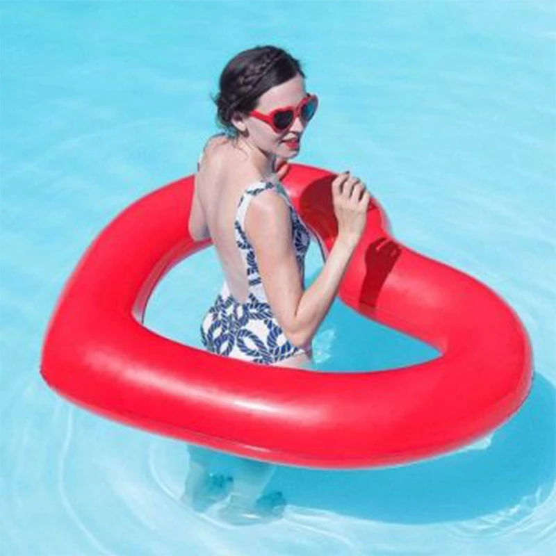 Red Love Swimming Ring for Adult Women Cute Armpit Ring Floating Ring Water Inflatable Floating Row Sitting Ring for Pool Party