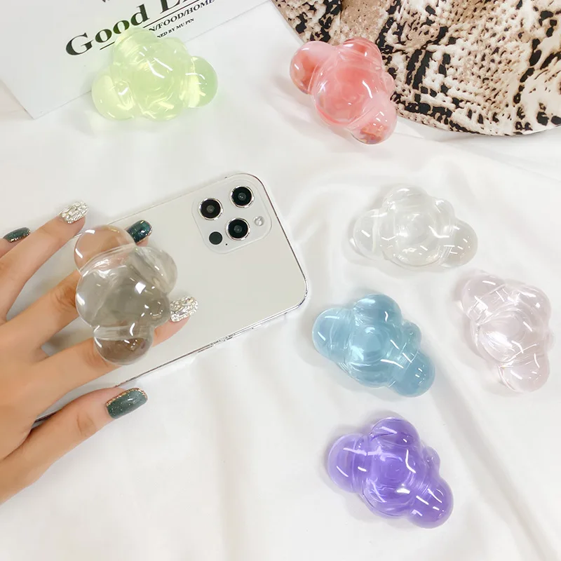 Supporto per airbag per telefono cellulare con colla a goccia Supporto per cuscino d'aria pigro da tavolo Supporto per anello portatile in tinta unita con nuvola di cartone animato creativo