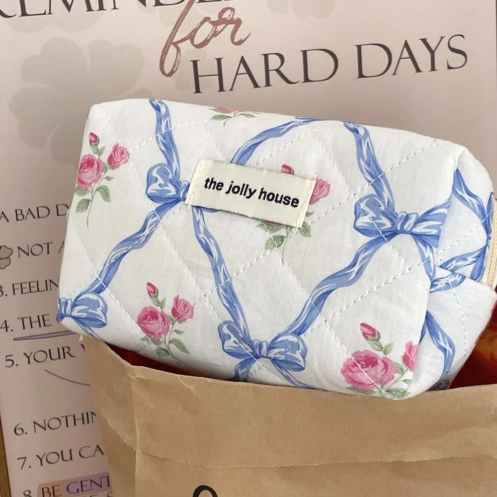 Large Capacity Bow Makeup Bag Durable Wear-resistant Cosmetics Storage Bag Multi-function Portable Storage Toiletry Bag Travel