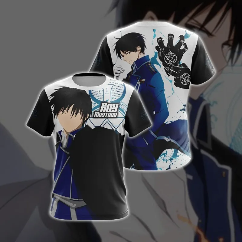 2026 New Fullmetal Alchemist Roy Mustang Theme Short-Sleeve T-Shirt, Japanese Anime Peripheral Crew Neck Sports T-Shirt, Unisex
