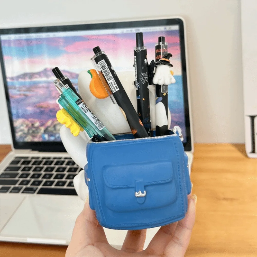 Creative Small Cat Pen Holder Multi Functional Storage Box Lucky Cat Stationery Organizer Cartoon Large Capacity