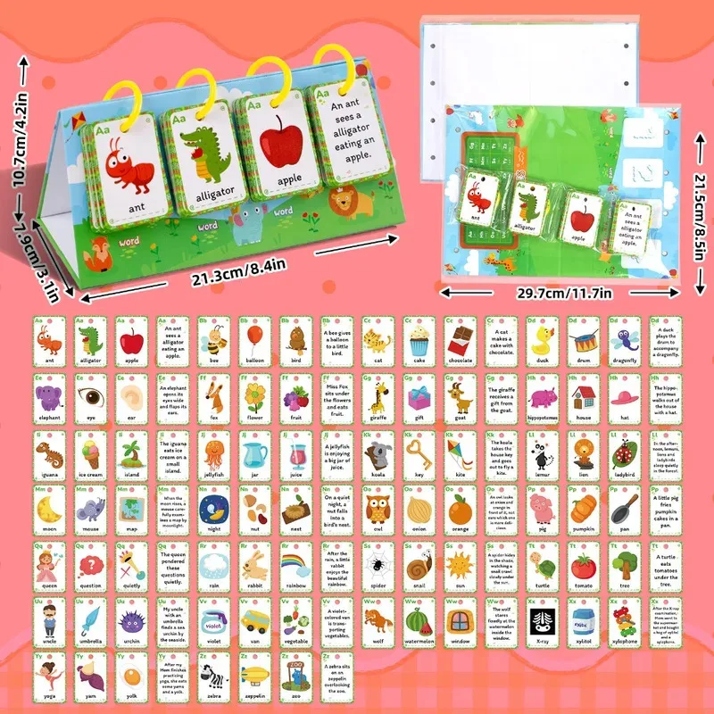 104-carte-di-collegamento-con-frasi-di-parole-foniche-strumento-educativo-illustrato-in-inglese-per-l'apprendimento-interattivo-genitore-figlio