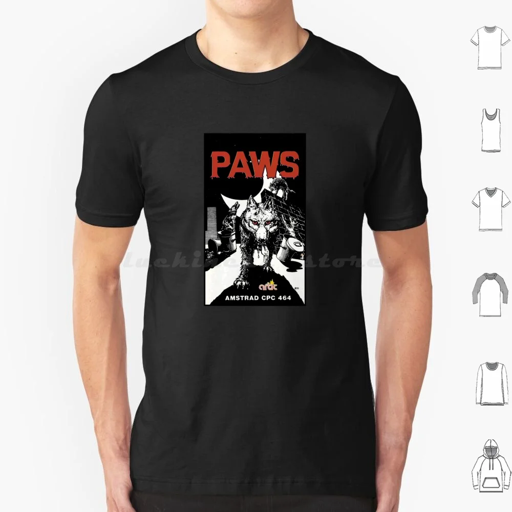 Paws-Cassette Cover T Shirt Big Size 100% Cotton 1980 80s Retro Vintage Classic Retro Gaming Artic Gaming Zx Spectrum Amstrad