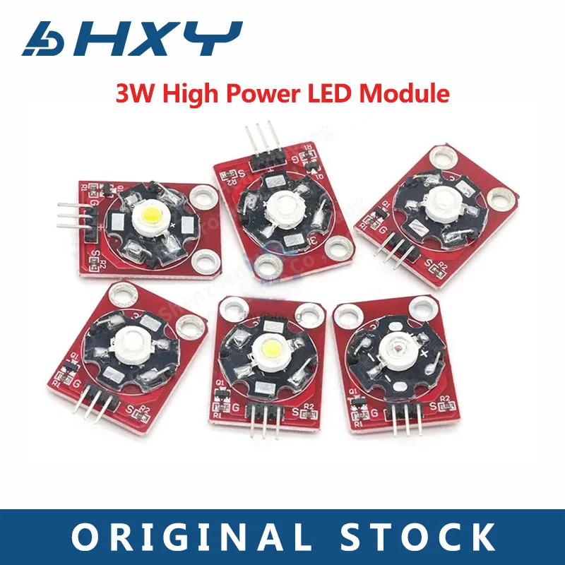 3W high power LED module blue/green/purple/red/white/yellow led with PCB chassis for Arduino STM32 AVR