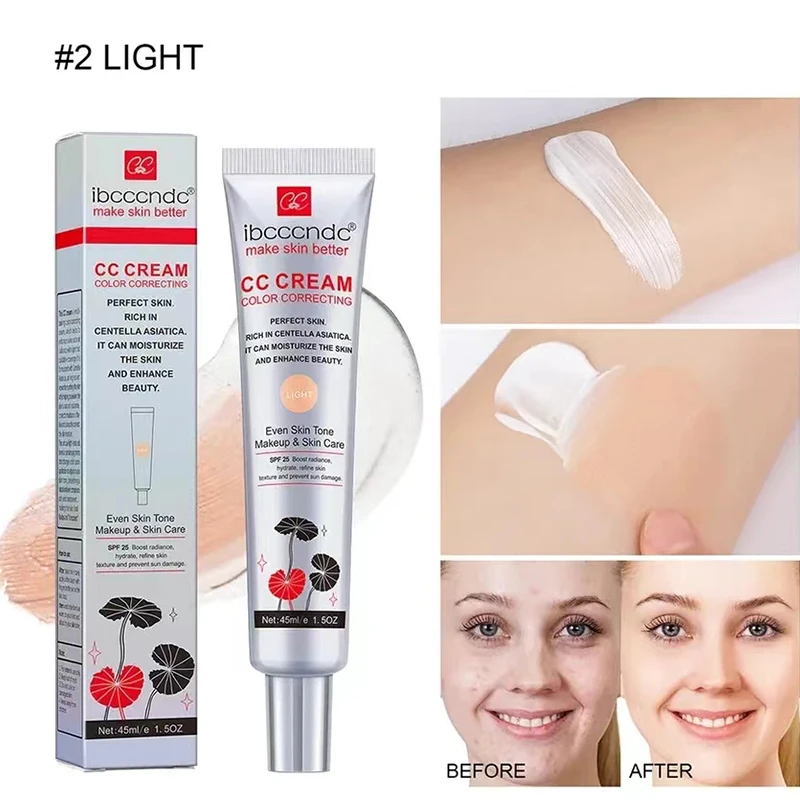 Crème de fond de teint transparente hydratante et brillante, crème CC, maquillage correcteur, même le teint de la peau, léger, Bergame, Centella Asiatica