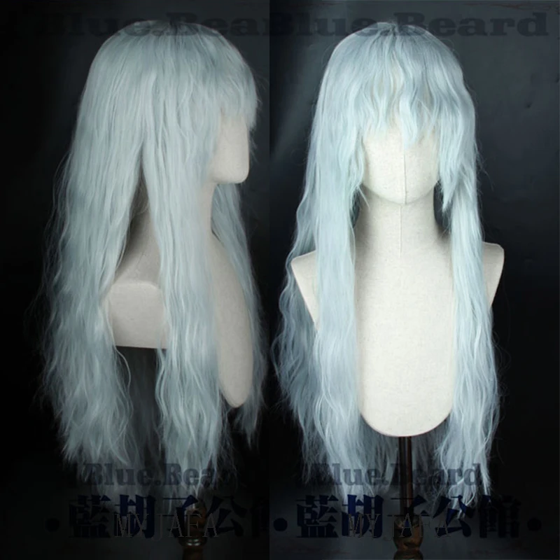 

Griffith Cosplay Wig Silver White Mixed Blue Curly Wavy 70cm Long Heat Resistant Synthetic Hair Wigs + Wig Cap