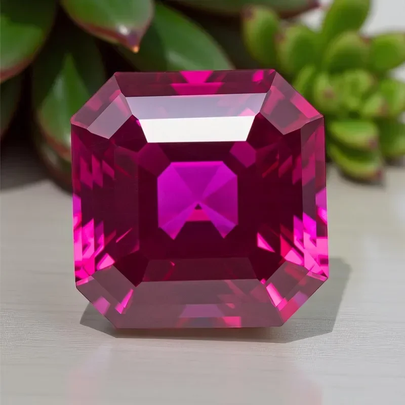 

Asscher Cut Lab Grown Ruby Rubellite Multiple Sizes Top Quality for Diy Jewelry Making Selectable AGL Certificate
