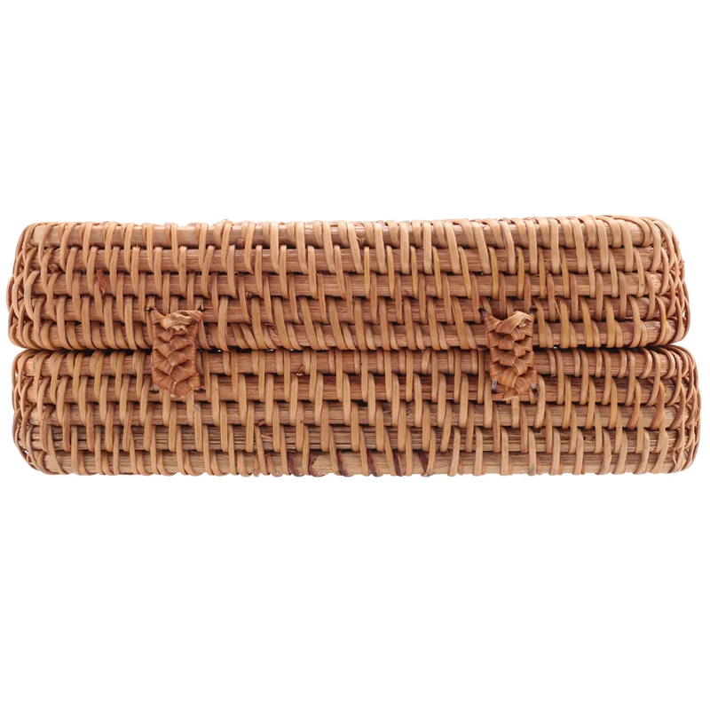 

Rattan Woven Storage Box With Lid Handmade Jewelry Boxes Makeup Organizer Wooden For Sundries Tea Case Containers Gift-AT30