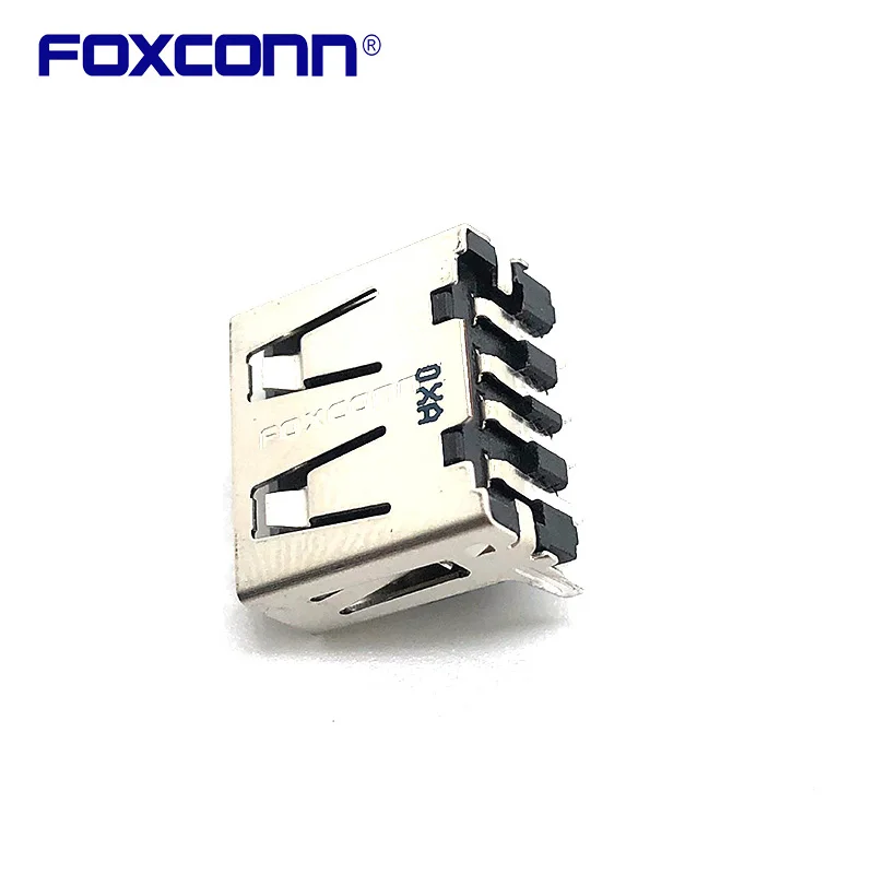 Konektor Bodi Pendek Mulut Datar USB2.0 Port Tunggal Foxconn UB11123-SH1-4F