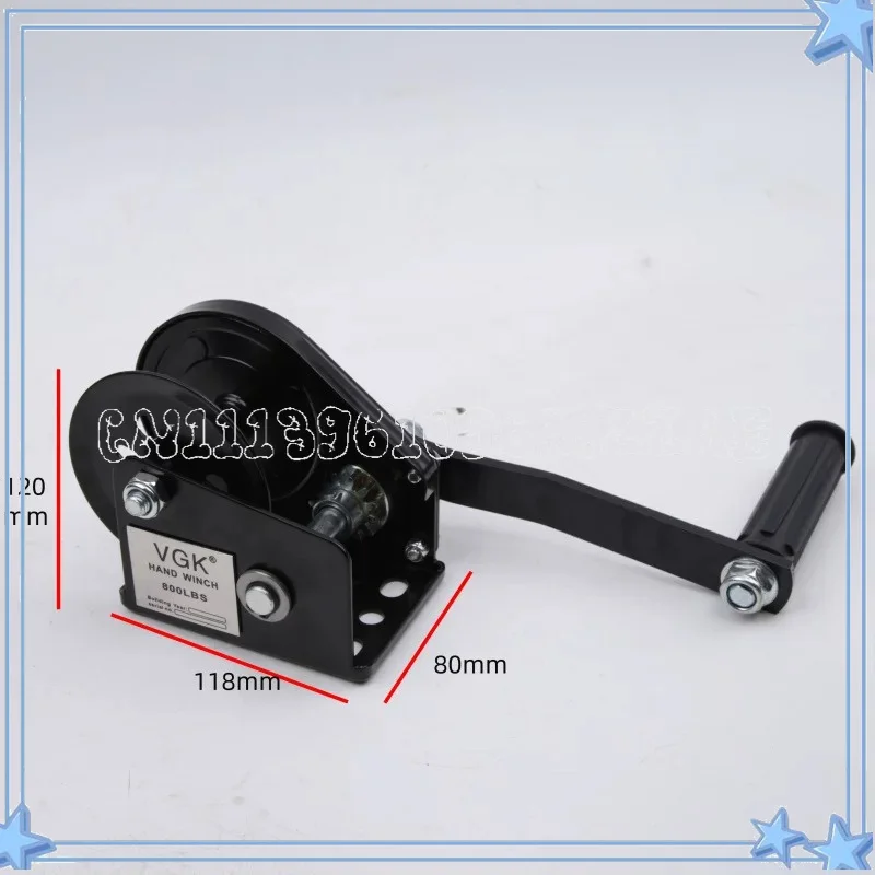 Self-locking Hand Winch 800 Lb 10 M Wire Rope Winch Brake Two-way Self-locking Winch 800LBS\
