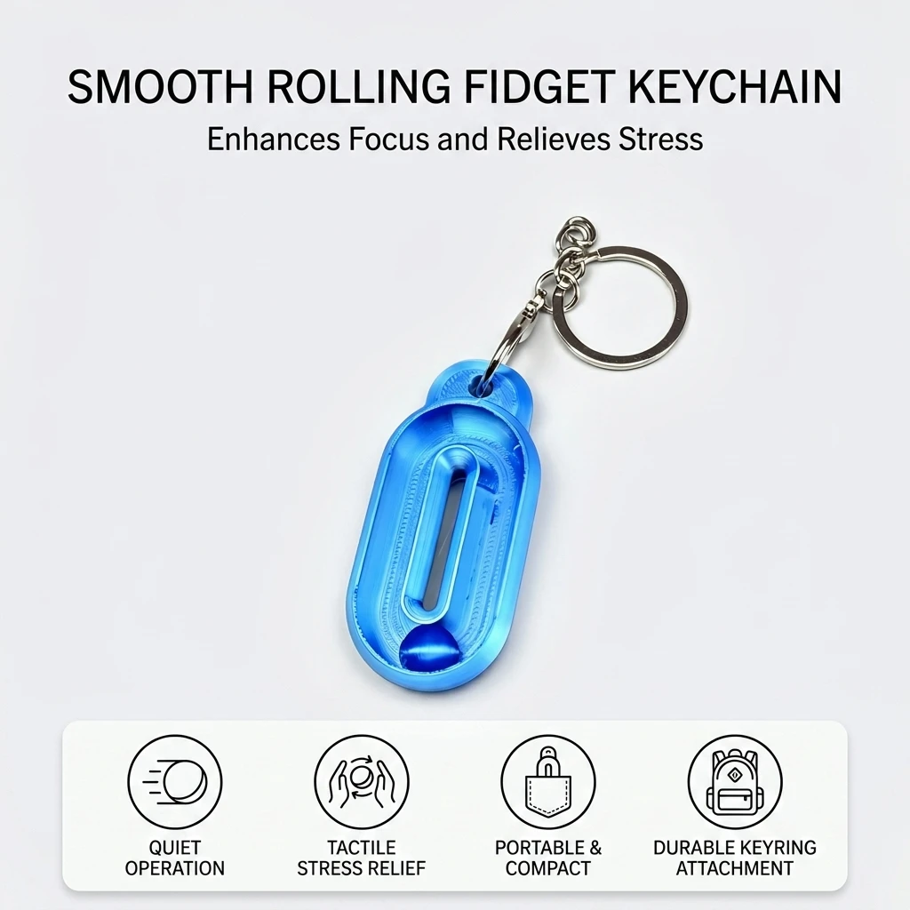 Elliptical Track Roller Fidget Keychain Stress Relief Toy Zinc Alloy Portable Design for Office Students Travel