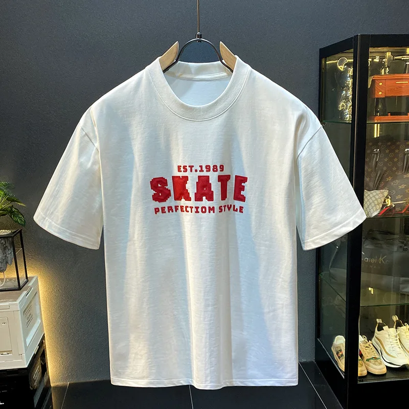 Retro printed short sleeved T-shirt for men's summer street fashion brand 2025 new loose and fashionable half sleeved shirt