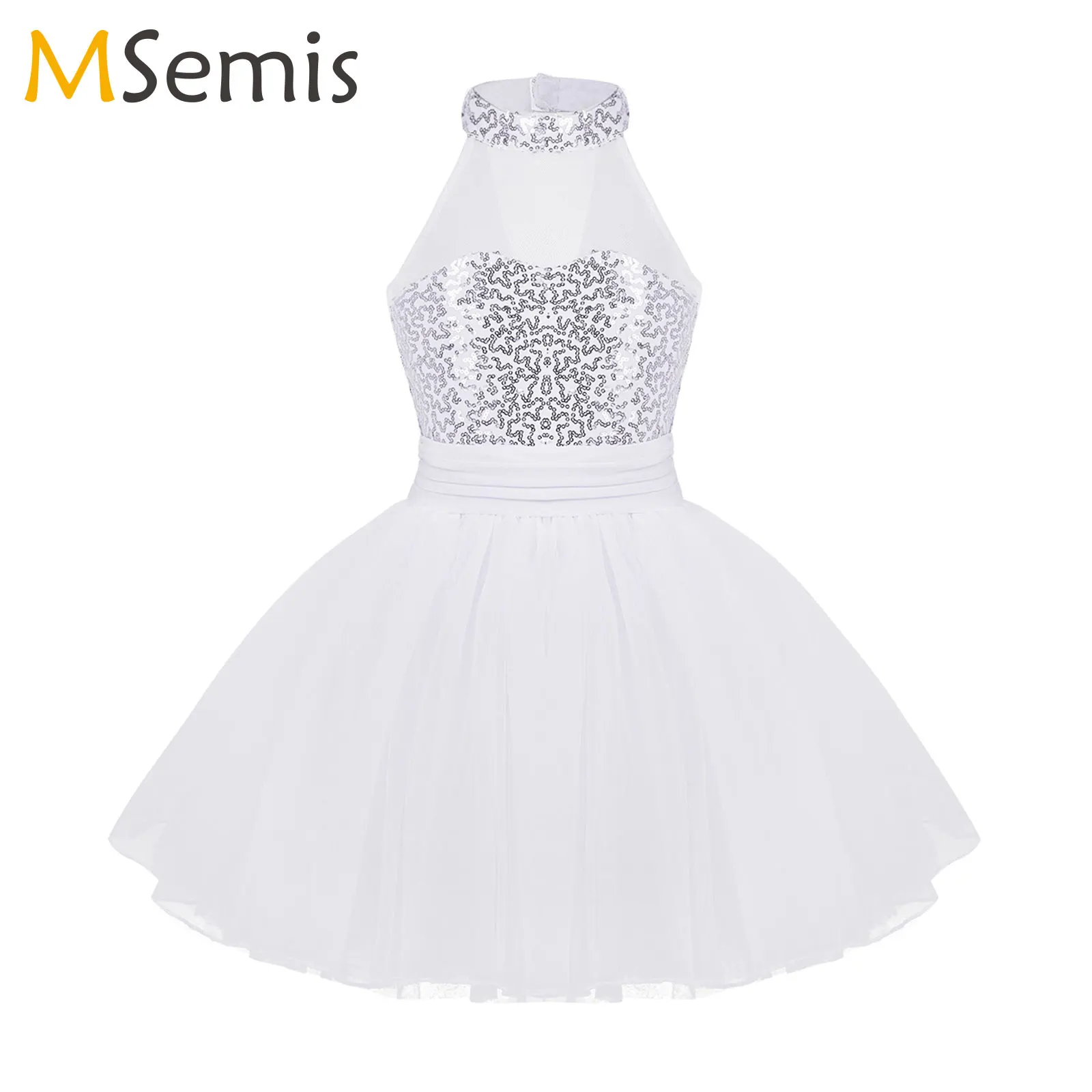 Sequins Ballet Tutu Dress Kids Teen Tulle Ballet Dance Gymnastics Leotard Dress Performance Dancewear Ballerina Princess Dress