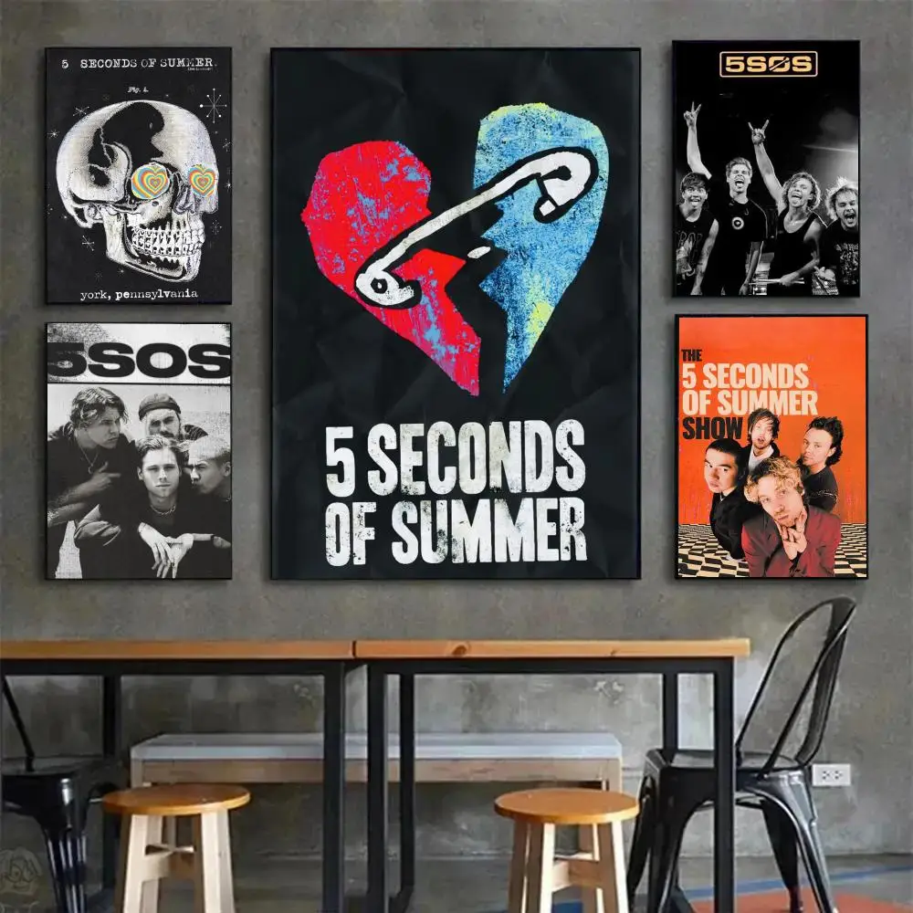 Pop Rock Band 5 S-Seconds of S-Summers Poster Poster Painting Wall Art Mural for Living Room Home Decor and Gifts