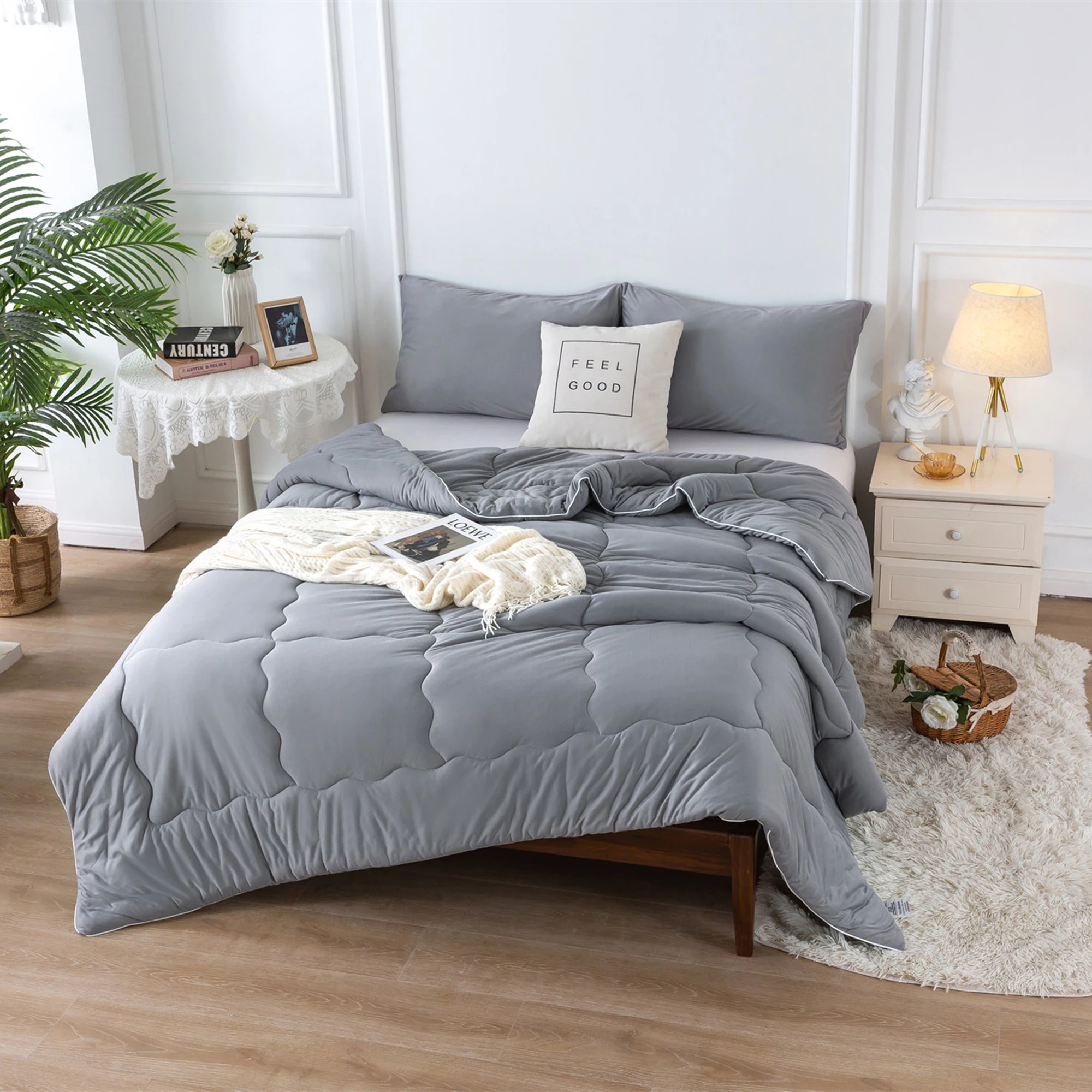 

Ultra-Soft Comforter bedding Sets, Jersey Knit Cotton Cozy Fully Breathable Bedding 1 Down Alternative with 2 Pillowcase.