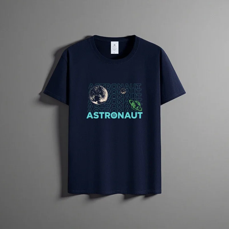 

Summer new unisex versatile pure cotton T-shirt fashionable casual round neck top breathable loose fit print short sleeved shirt
