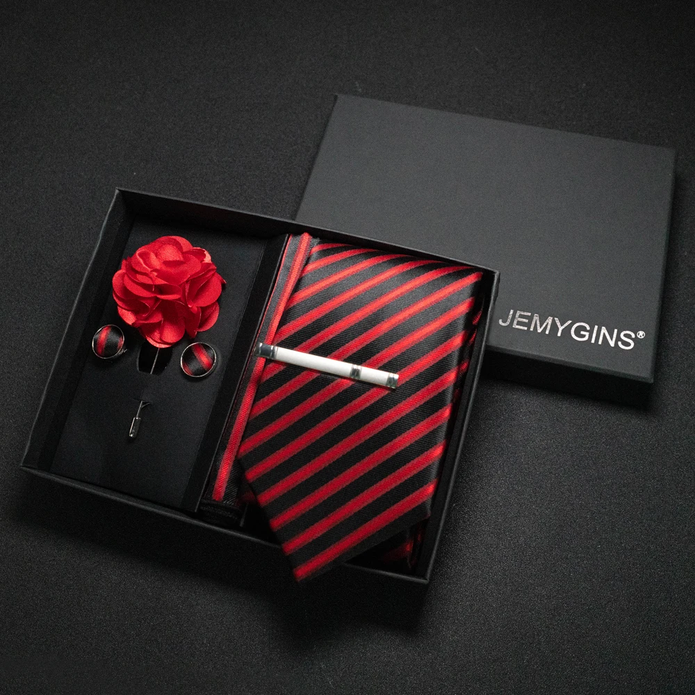 Weinrote Herrenkrawatte, Paisley-Seidenkrawatte, Einstecktuch, Manschettenknöpfe, luxuriöses Geschenkbox-Set, Hochzeitskrawatte, Accessoires, Krawatte für Herren – Detail 28